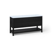 Oakwell 60" Black Engineered Stone And Solid Wood Bathroom Vanity