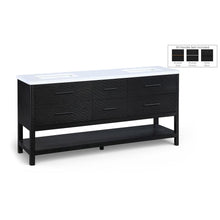 Oakwell 72" Black Engineered Stone And Solid Wood Bathroom Vanity