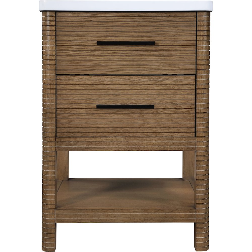Oakwell 24" Brown Engineered Stone And Solid Wood Bathroom Vanity
