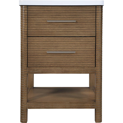 Oakwell 24" Brown Engineered Stone And Solid Wood Bathroom Vanity