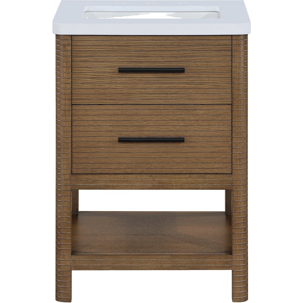 Oakwell 24" Brown Engineered Stone And Solid Wood Bathroom Vanity