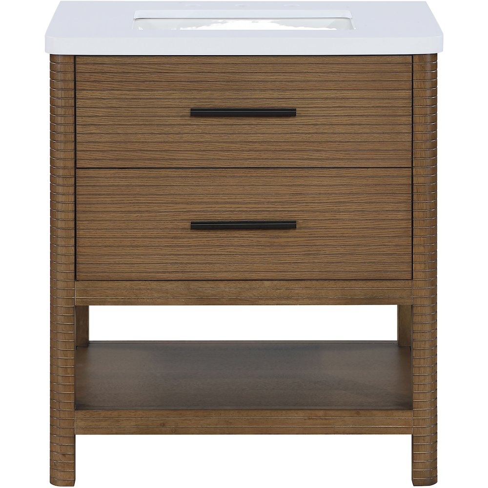 Oakwell 30" Brown Engineered Stone And Solid Wood Bathroom Vanity