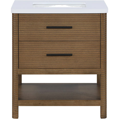 Oakwell 30" Brown Engineered Stone And Solid Wood Bathroom Vanity