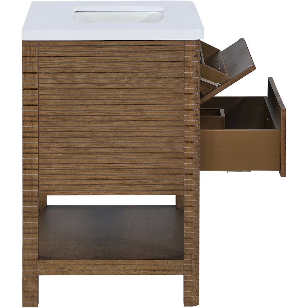 Oakwell 30" Brown Engineered Stone And Solid Wood Bathroom Vanity