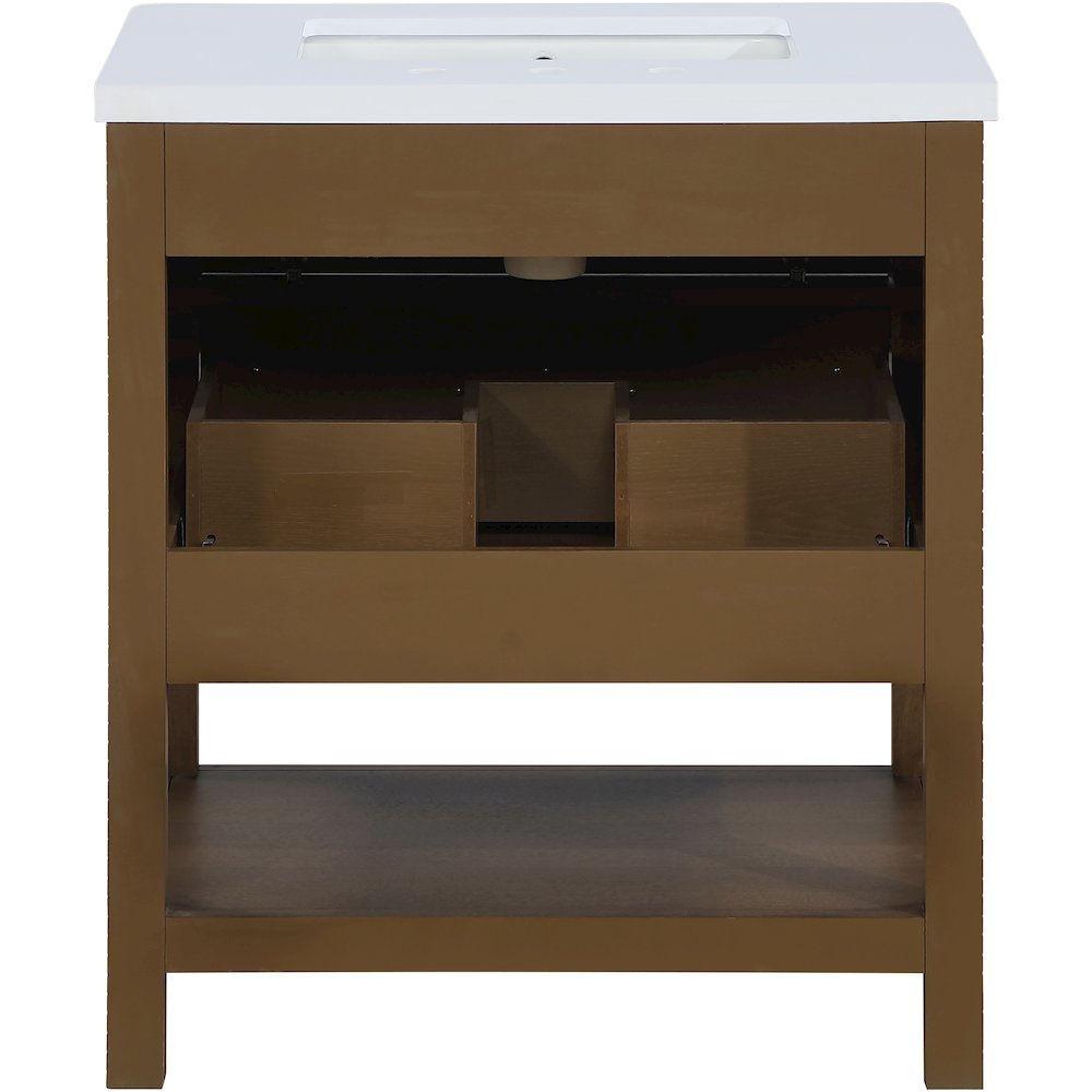 Oakwell 30" Brown Engineered Stone And Solid Wood Bathroom Vanity