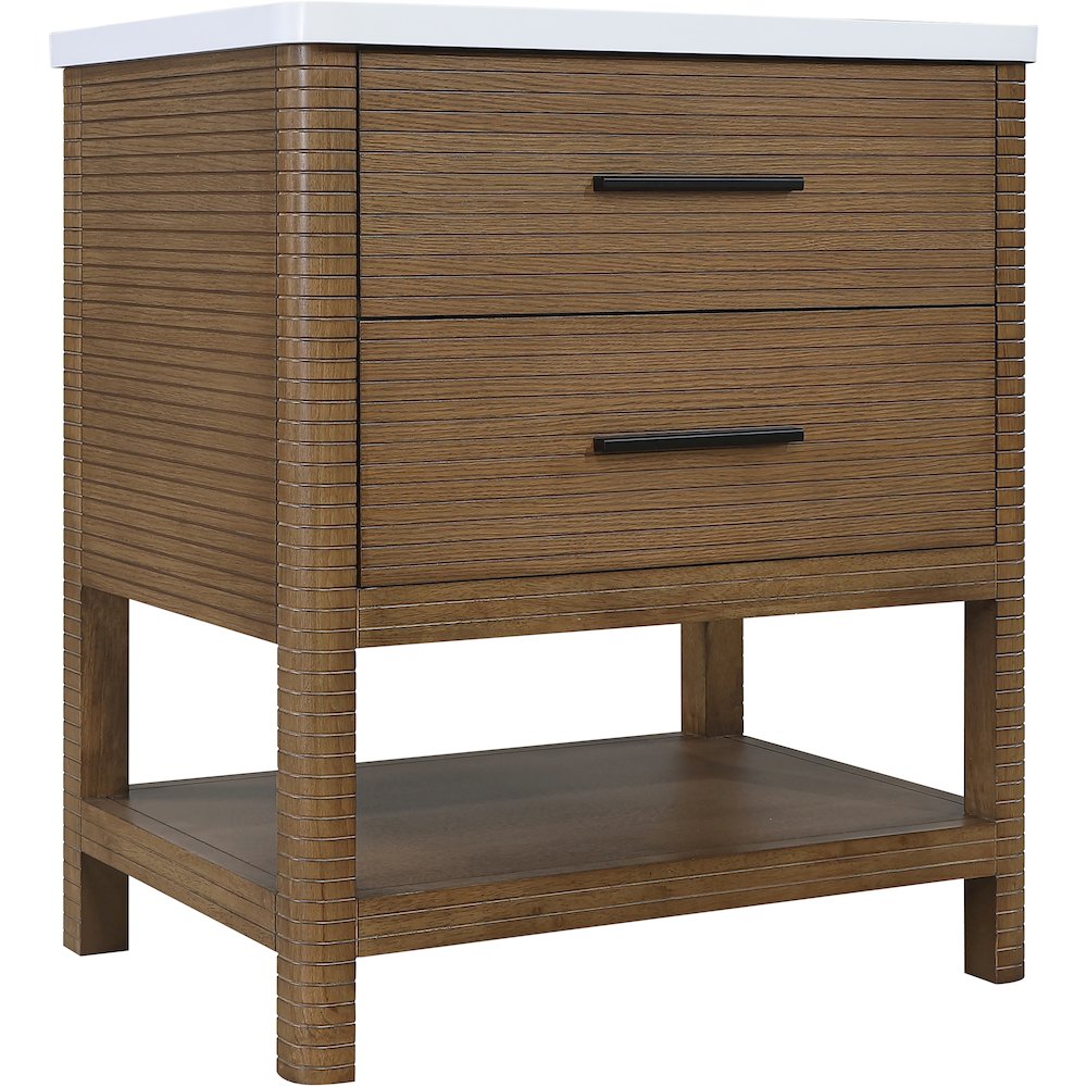 Oakwell 30" Brown Engineered Stone And Solid Wood Bathroom Vanity