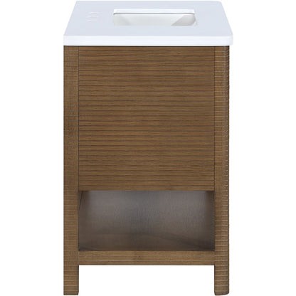 Oakwell 36" Brown Engineered Stone And Solid Wood Bathroom Vanity