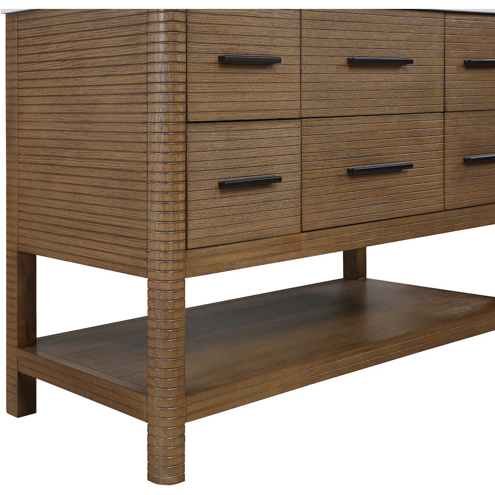 Oakwell 48" Brown Engineered Stone And Solid Wood Bathroom Vanity
