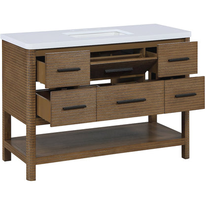 Oakwell 48" Brown Engineered Stone And Solid Wood Bathroom Vanity
