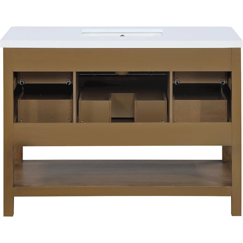 Oakwell 48" Brown Engineered Stone And Solid Wood Bathroom Vanity