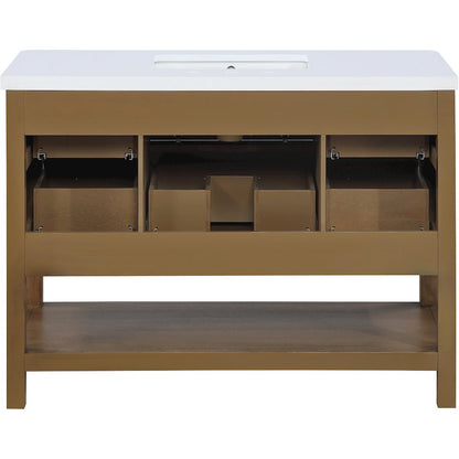 Oakwell 48" Brown Engineered Stone And Solid Wood Bathroom Vanity