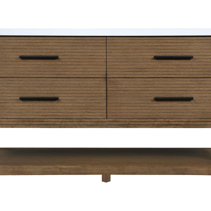 Oakwell 60" Brown Engineered Stone And Solid Wood Bathroom Vanity