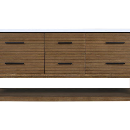 Oakwell 72" Brown Engineered Stone And Solid Wood Bathroom Vanity