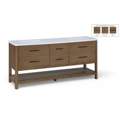Oakwell 72" Brown Engineered Stone And Solid Wood Bathroom Vanity