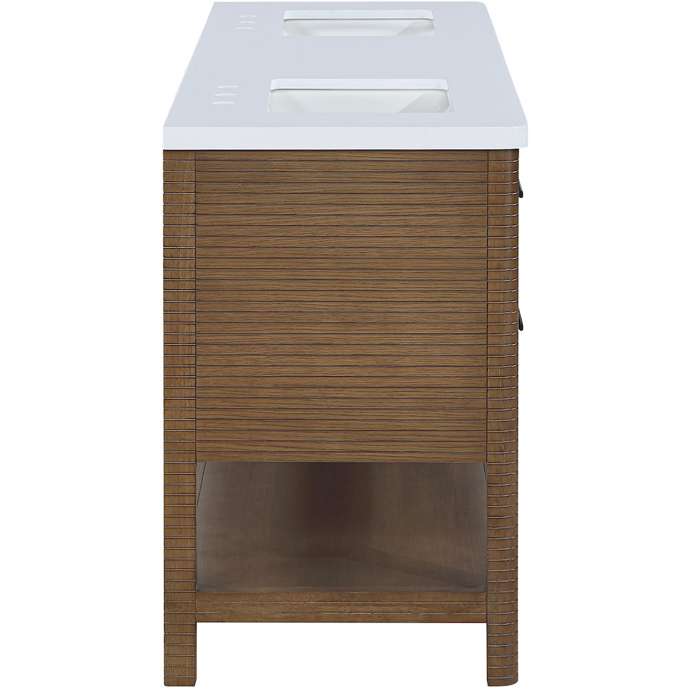 Oakwell 72" Brown Engineered Stone And Solid Wood Bathroom Vanity