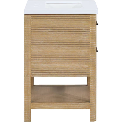 Oakwell 24" Natural Engineered Stone And Solid Wood Bathroom Vanity