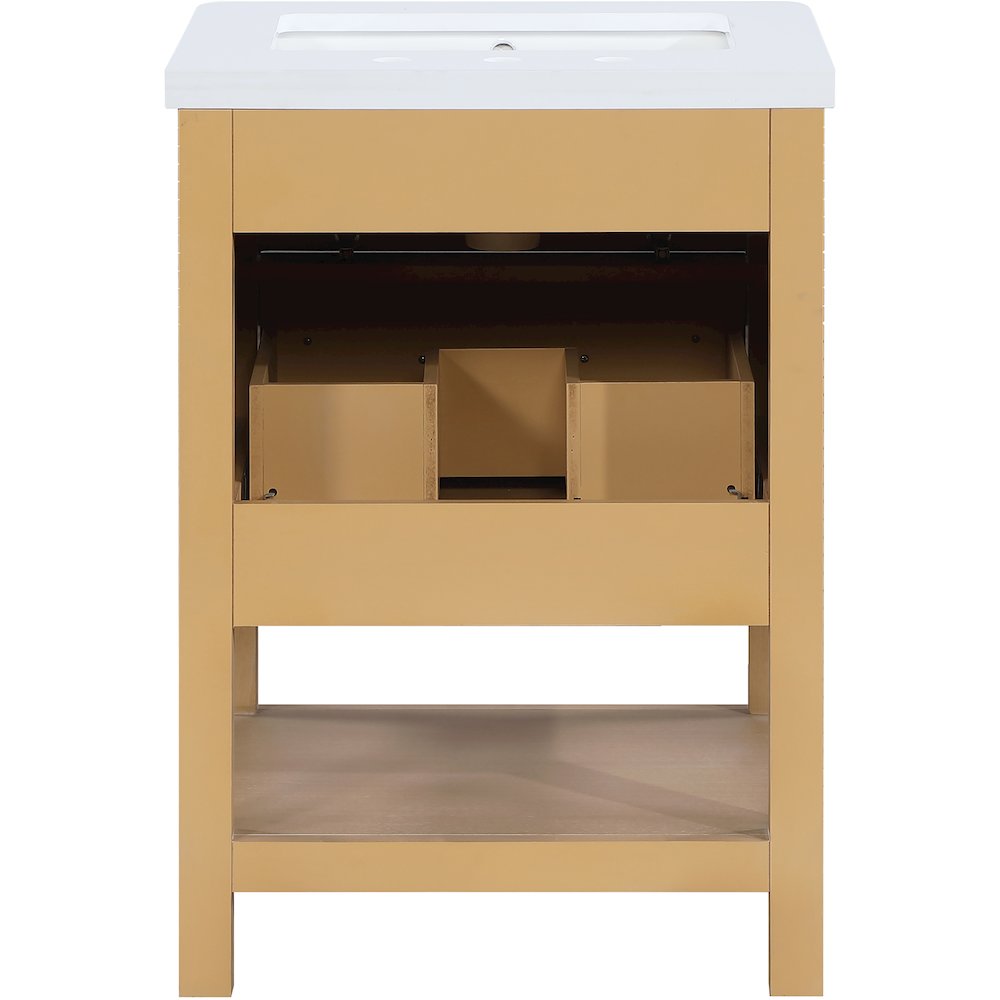 Oakwell 24" Natural Engineered Stone And Solid Wood Bathroom Vanity