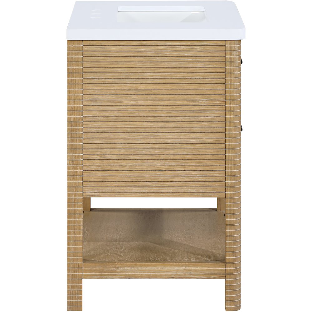 Oakwell 30" Natural Engineered Stone And Solid Wood Bathroom Vanity