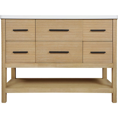 Oakwell 48" Natural Engineered Stone And Solid Wood Bathroom Vanity