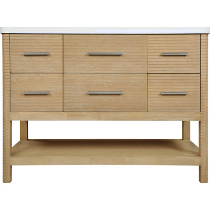 Oakwell 48" Natural Engineered Stone And Solid Wood Bathroom Vanity