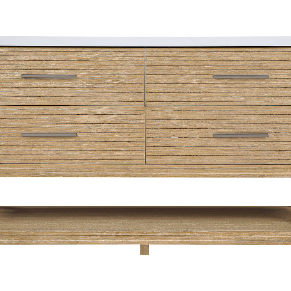Oakwell 60" Natural Engineered Stone And Solid Wood Bathroom Vanity