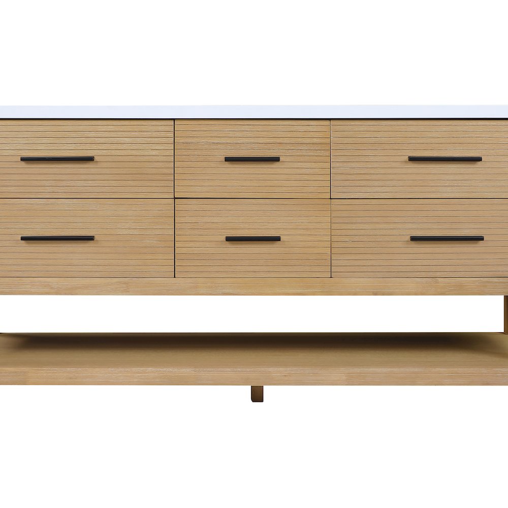 Oakwell 72" Natural Engineered Stone And Solid Wood Bathroom Vanity