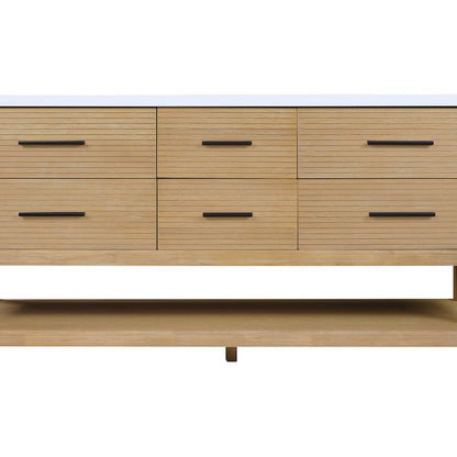 Oakwell 72" Natural Engineered Stone And Solid Wood Bathroom Vanity