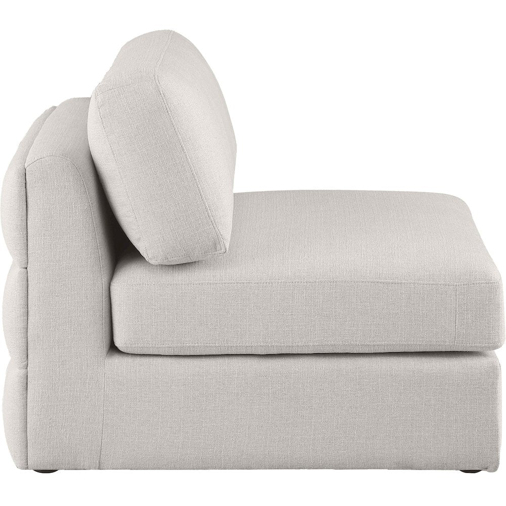 Beckham Beige Durable Linen Textured Fabric Armless