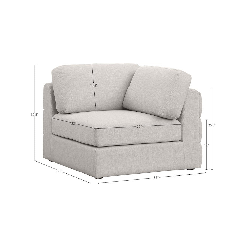 Beckham Beige Durable Linen Textured Fabric Corner