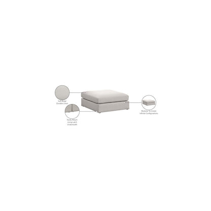 Beckham Beige Durable Linen Textured Fabric Ottoman