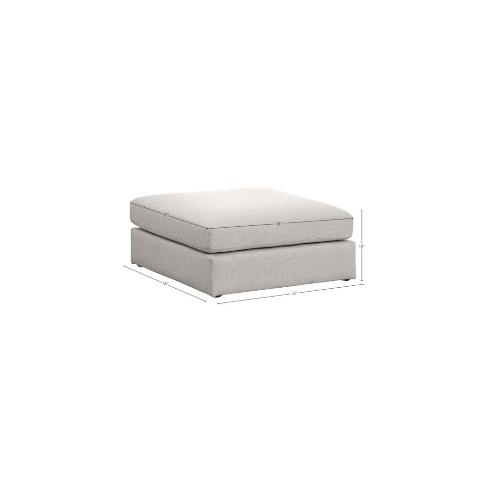 Beckham Beige Durable Linen Textured Fabric Ottoman