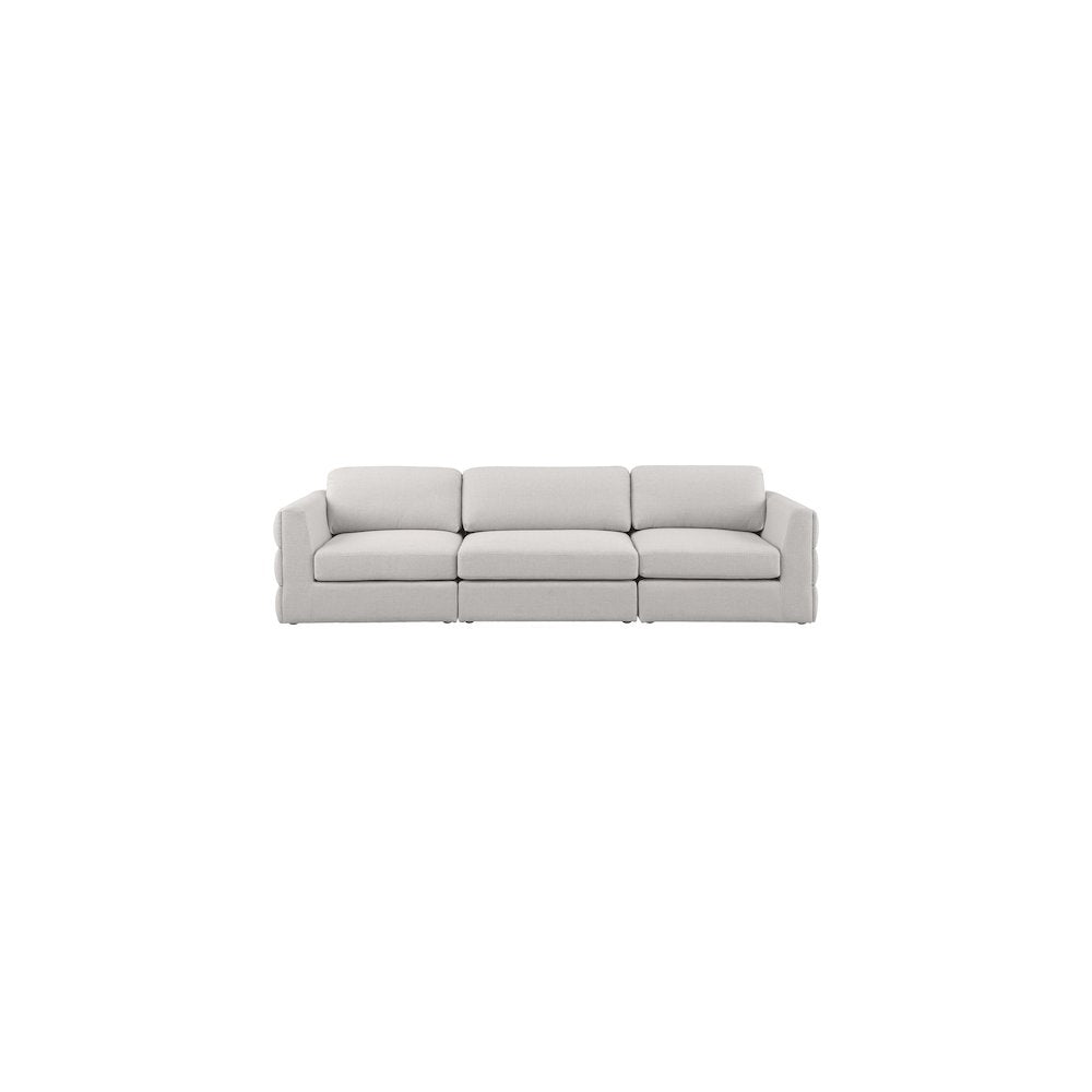 Beckham Beige Durable Linen Textured Fabric Modular Sofa