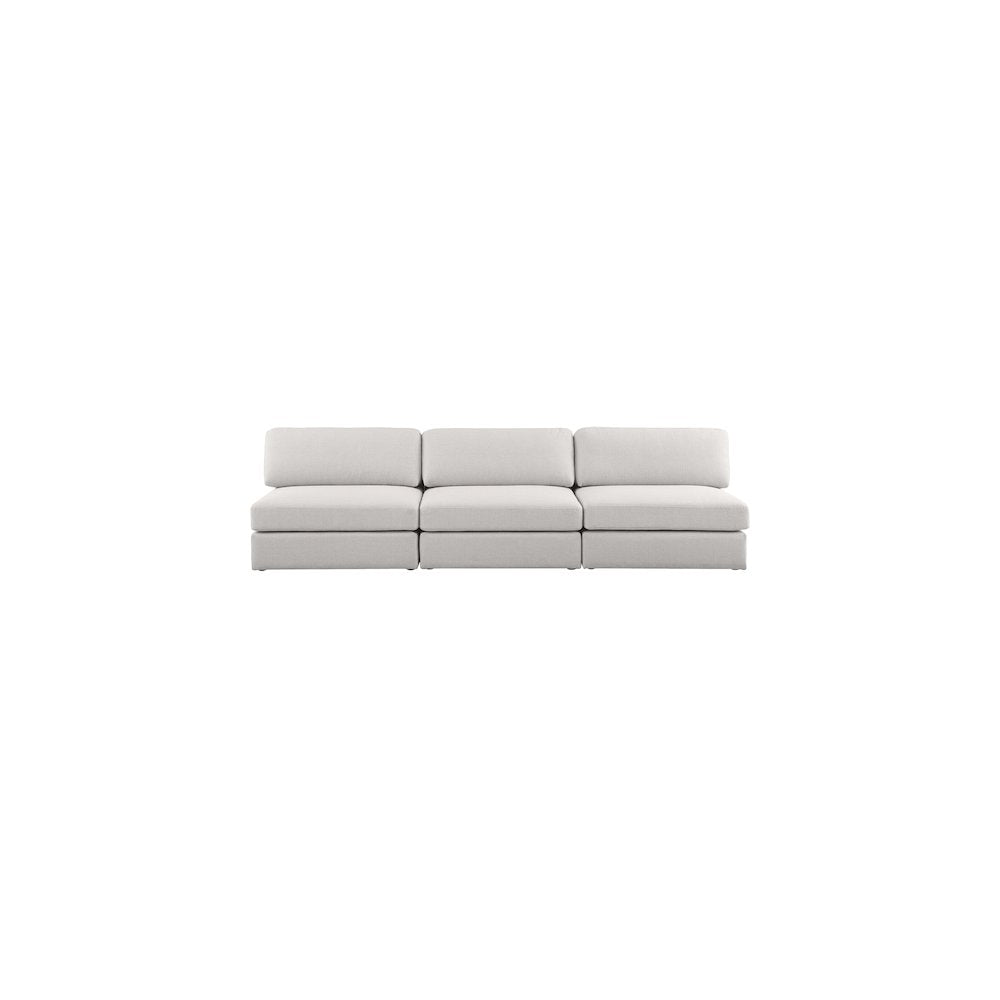 Beckham Beige Durable Linen Textured Fabric Modular Sofa