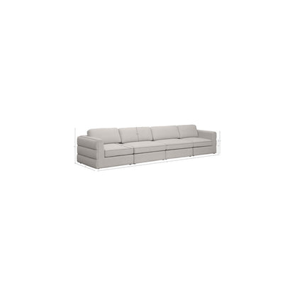 Beckham Beige Durable Linen Textured Fabric Modular Sofa