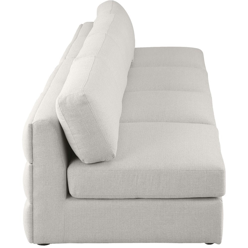 Beckham Beige Durable Linen Textured Fabric Modular Sofa