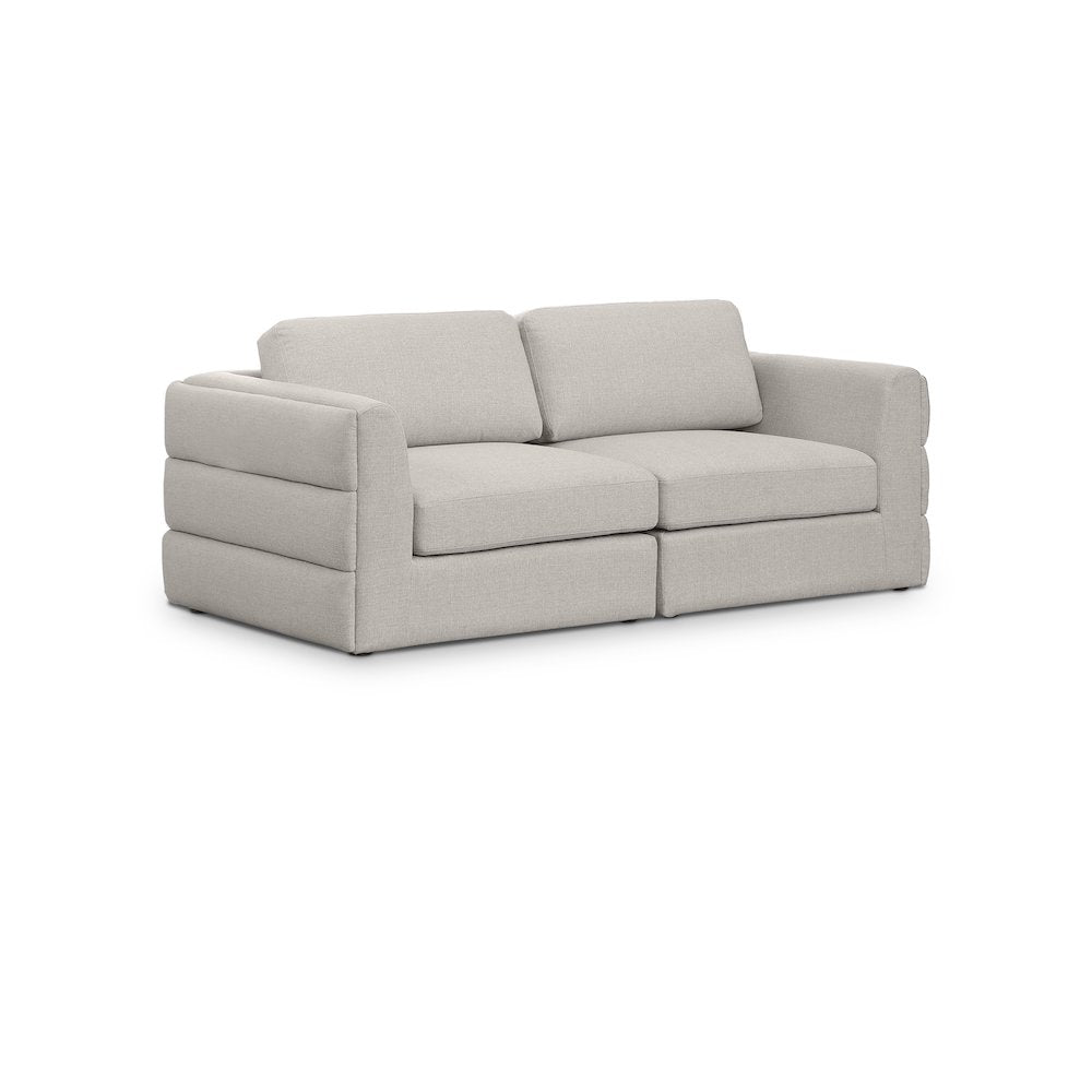 Beckham Beige Durable Linen Textured Fabric Modular Sofa