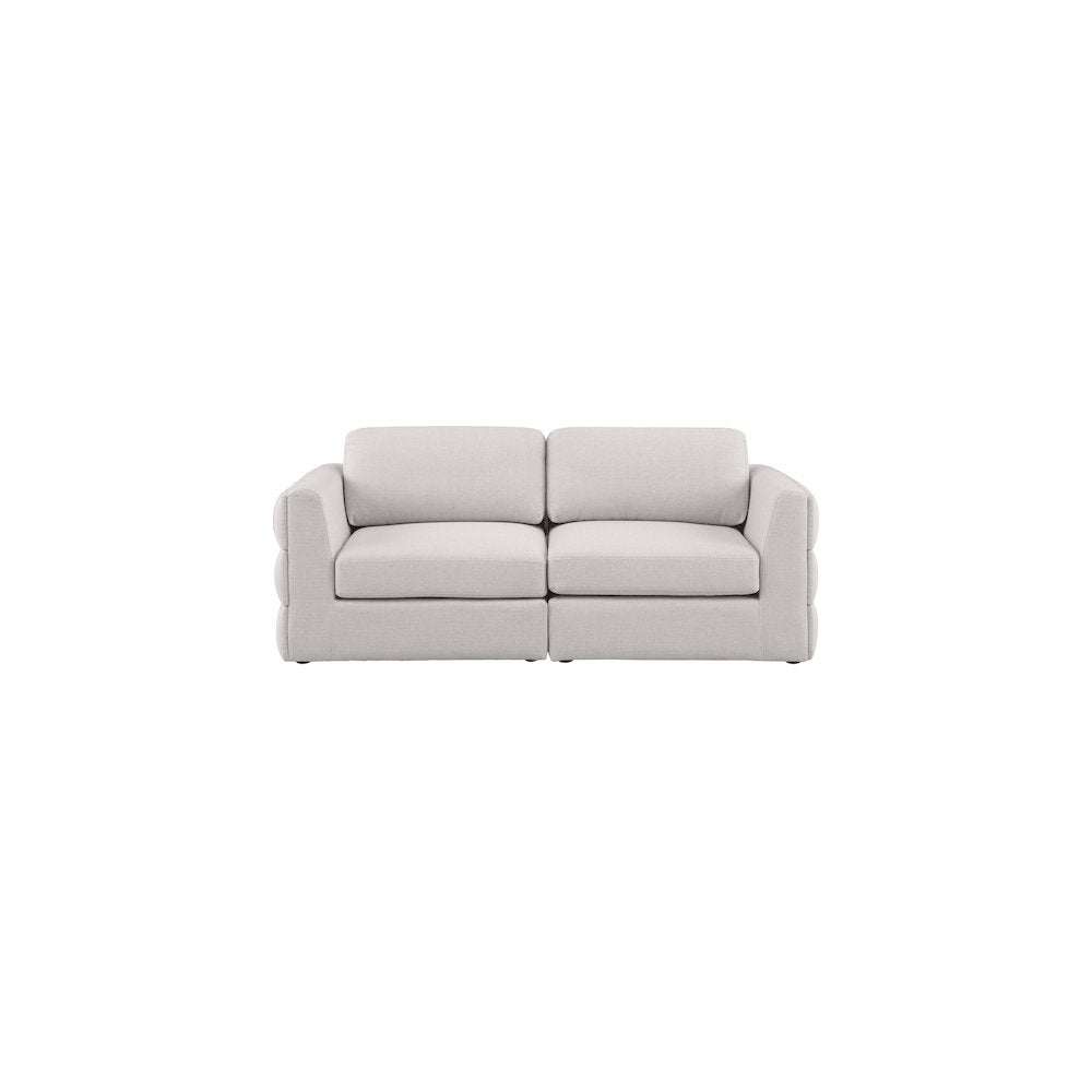 Beckham Beige Durable Linen Textured Fabric Modular Sofa
