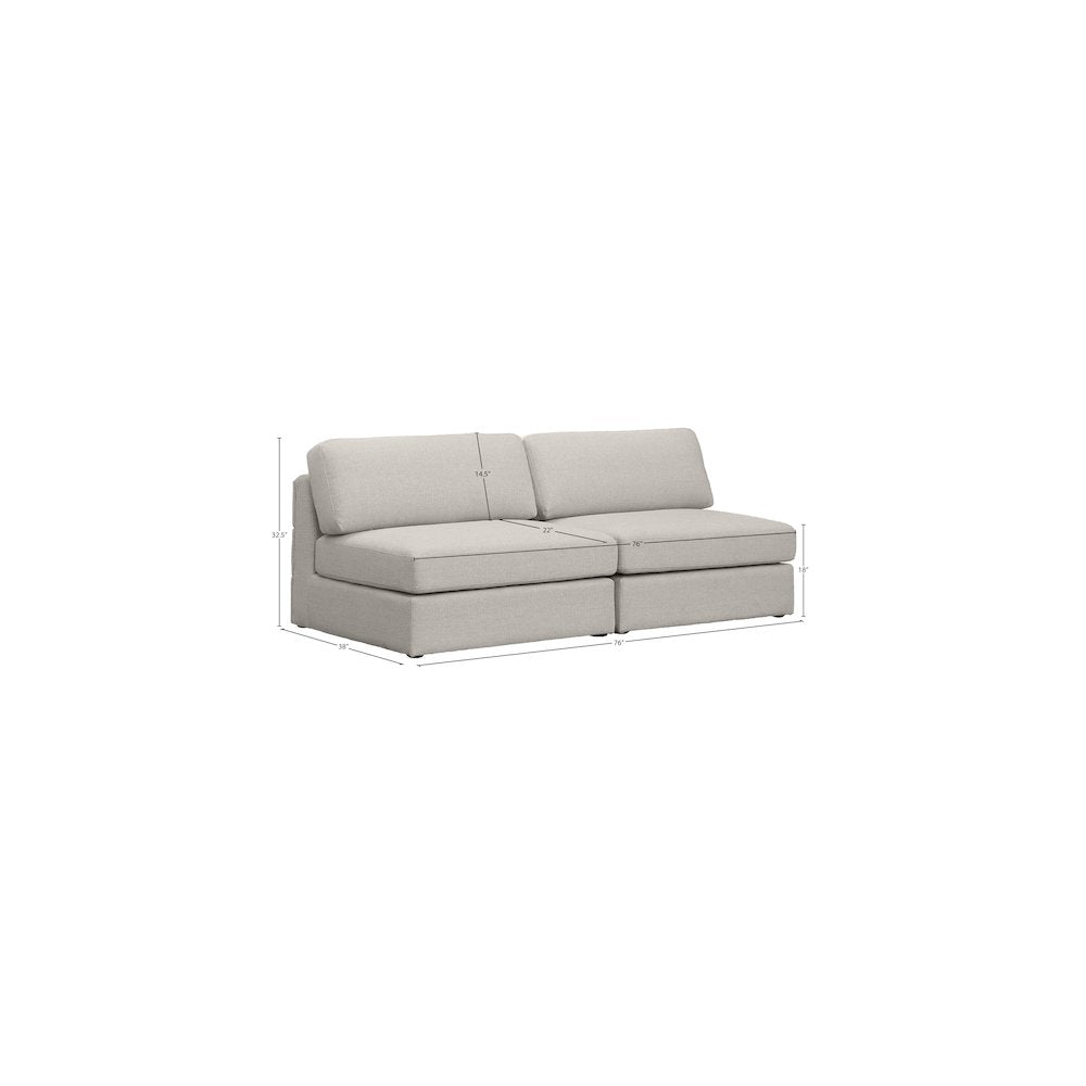 Beckham Beige Durable Linen Textured Fabric Modular Sofa