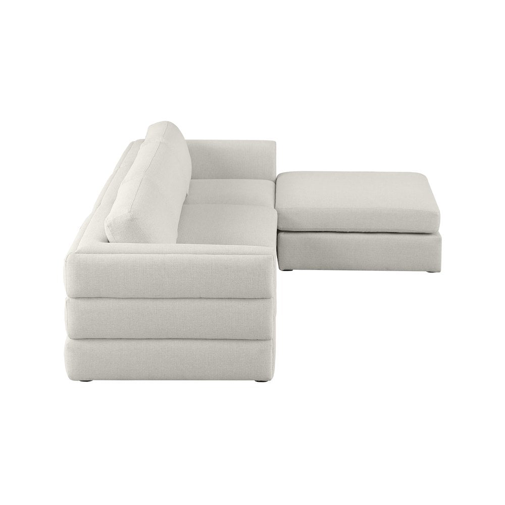 Beckham Beige Durable Linen Textured Fabric Modular Sectional