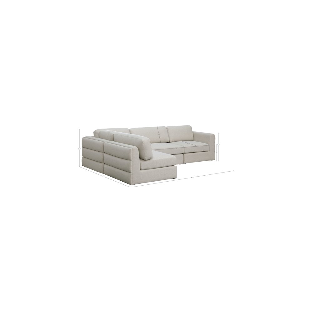 Beckham Beige Durable Linen Textured Fabric Modular Sectional