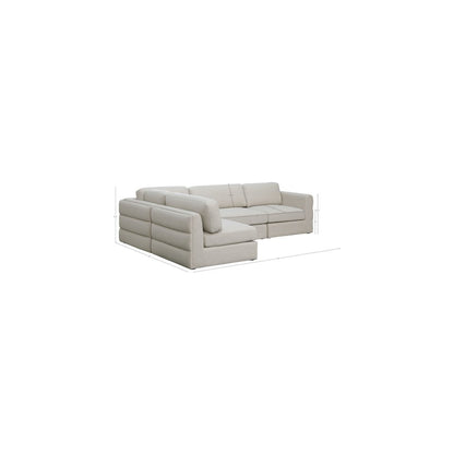 Beckham Beige Durable Linen Textured Fabric Modular Sectional