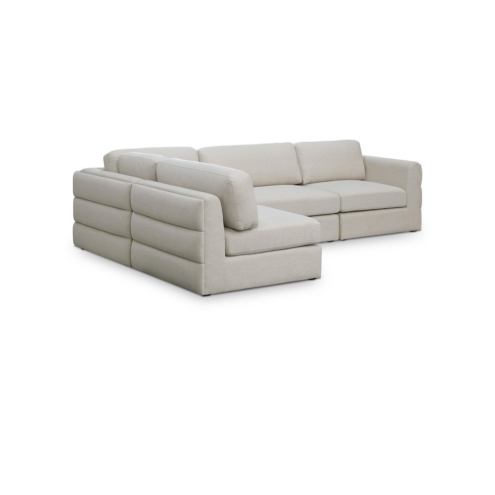 Beckham Beige Durable Linen Textured Fabric Modular Sectional