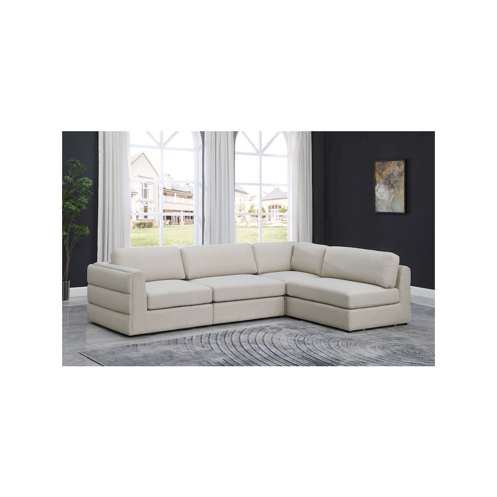 Beckham Beige Durable Linen Textured Fabric Modular Sectional