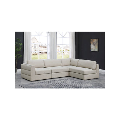 Beckham Beige Durable Linen Textured Fabric Modular Sectional