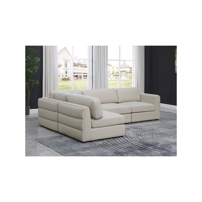 Beckham Beige Durable Linen Textured Fabric Modular Sectional