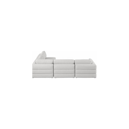 Beckham Beige Durable Linen Textured Fabric Modular Sectional
