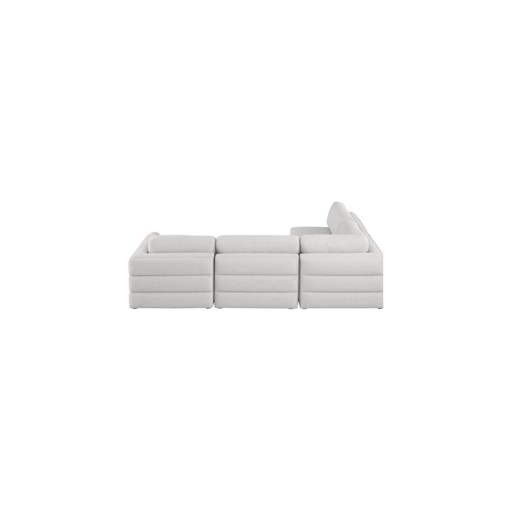 Beckham Beige Durable Linen Textured Fabric Modular Sectional