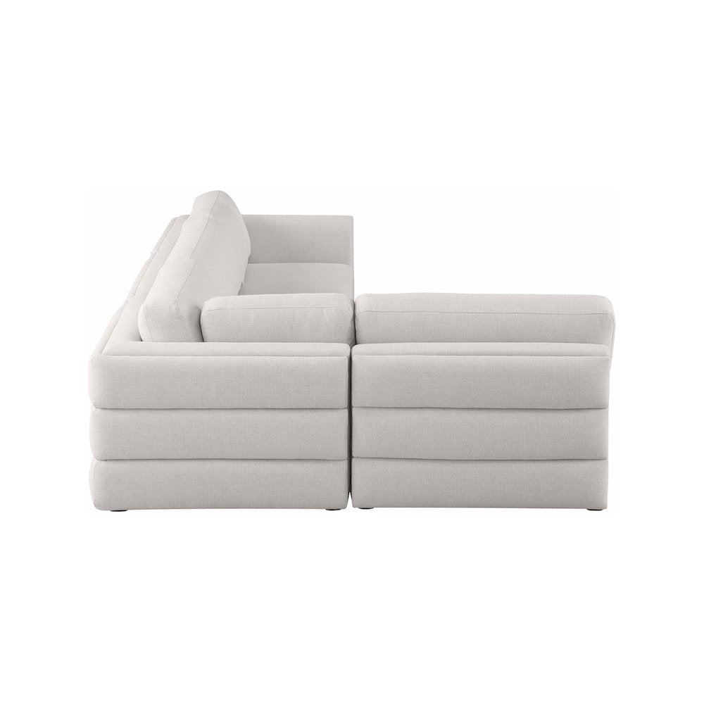 Beckham Beige Durable Linen Textured Fabric Modular Sectional