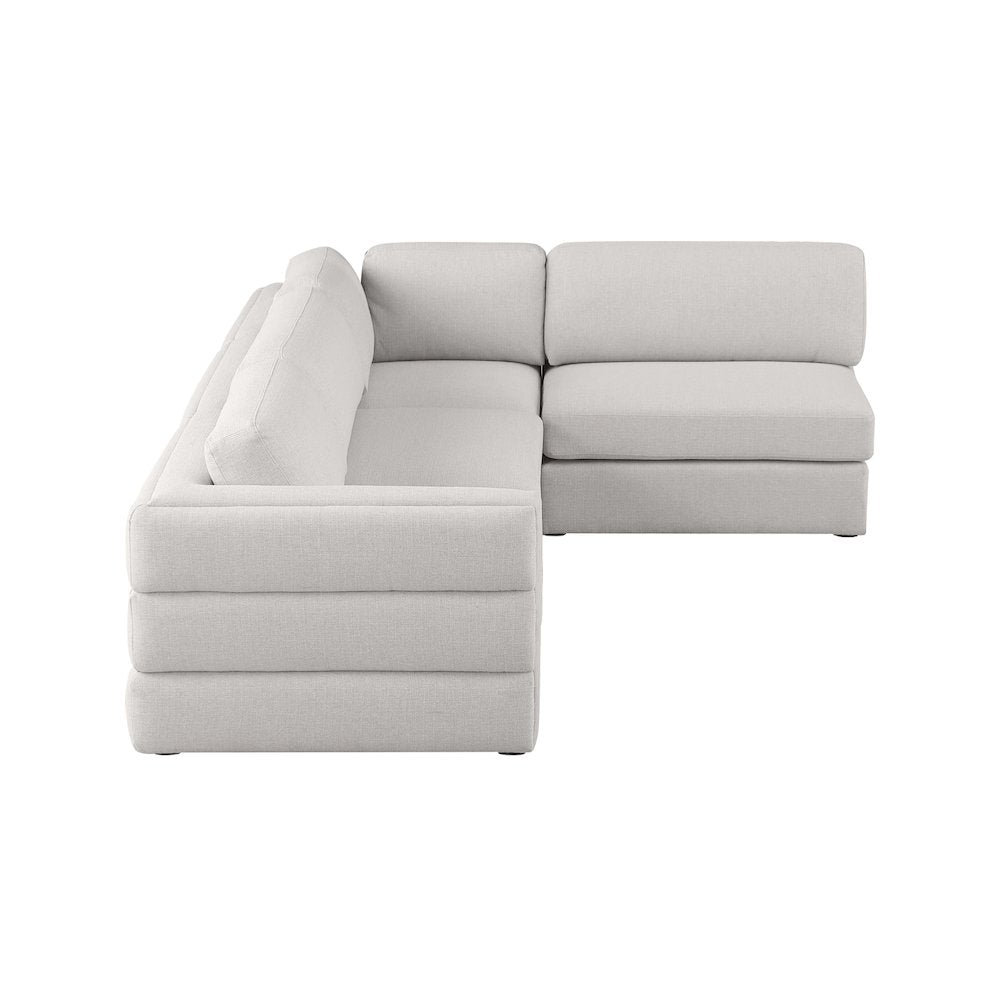 Beckham Beige Durable Linen Textured Fabric Modular Sectional