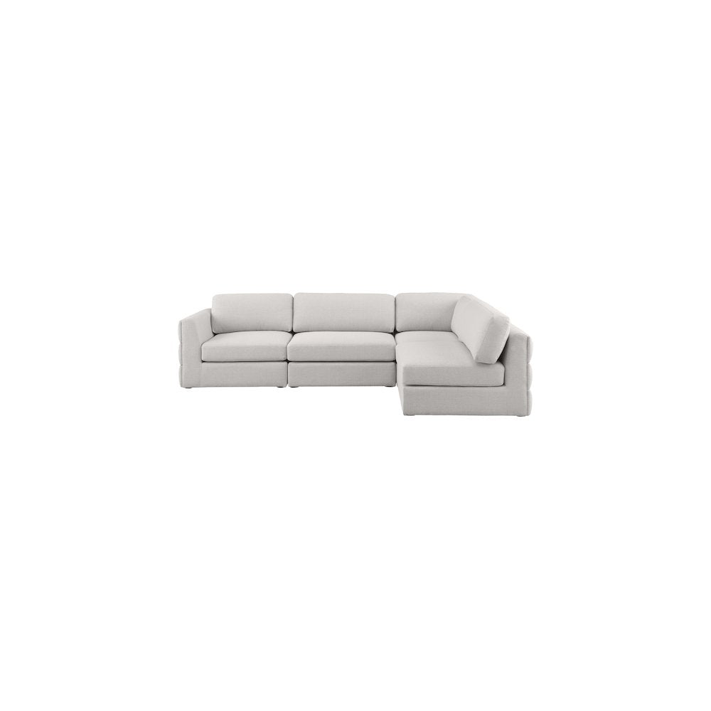 Beckham Beige Durable Linen Textured Fabric Modular Sectional